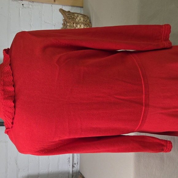 Talbots Red Long Sleeve Dress with Collar Modest Cotton Size Large - Picture 6 of 9